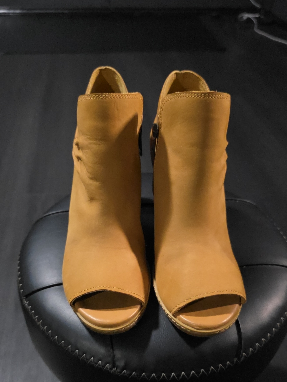 Timberland Tan Open-Toe Ankle Booties